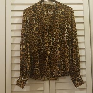 Tie Neck Leopard Blouse